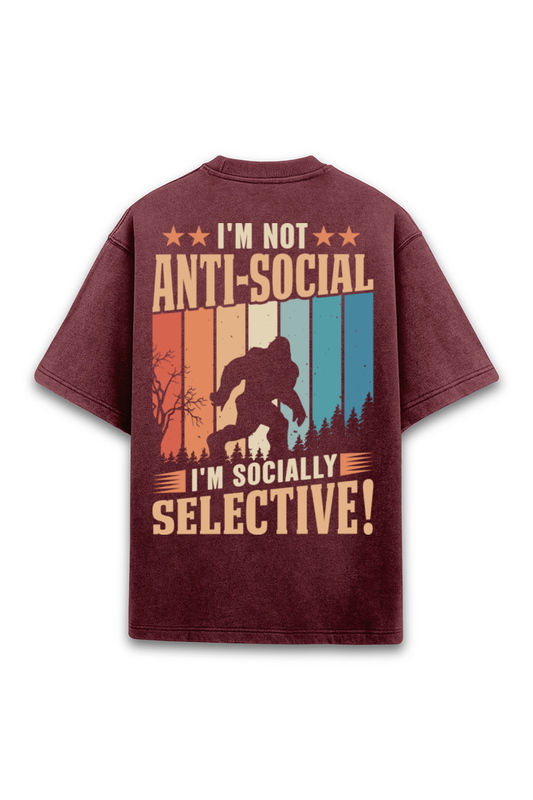 I'm Not Anti-Social Acid Washed Unisex Tee