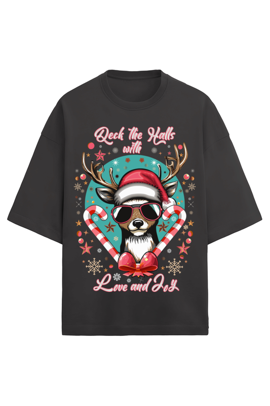 "Deck the Halls" Unisex Oversized Holiday Tee